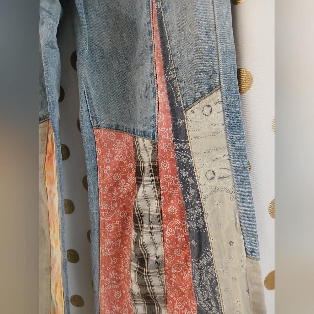 Easel Patchwork Flare Jeans Small - image 2